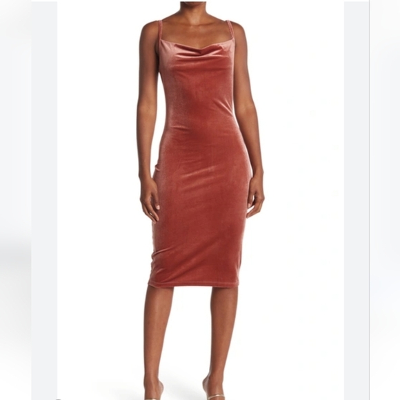 NWT Nordstrom Love X Design English Rose Velour Cowl Neck Slip Dress Size L - Picture 1 of 7